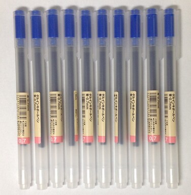 MUJI Gel Ink Ballpoint Pens 07mm Blue color 10pcs