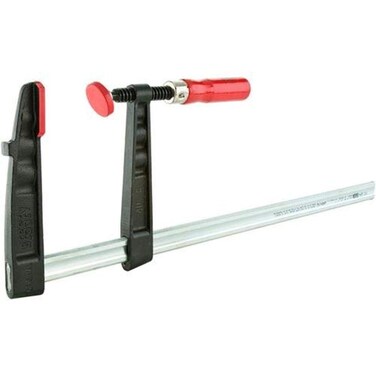 BESSEY Light Duty Tradesmans Bar Clamp  25x6 In  TGJ2506  Woodworking Clamps with Wooden Handle Ideal for Home Improvement  Workbench Projects carpentry and Cabinetry Black  Red