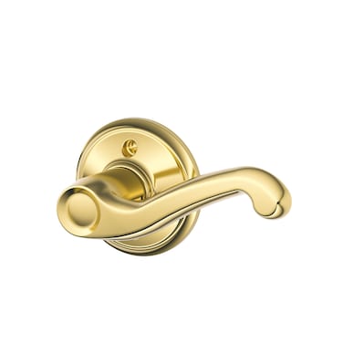 Schlage F170 FLA 605 RH Right Handed Flair Door Lever One Sided NonTurning Dummy Door Handle Bright Brass
