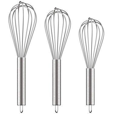 Ouddy Stainless Steel Whisk Set 81012 Kitchen Whisk Balloon Whisks for Cooking Egg Beater Wire Wisk Wisking Tool for Blending Whisking Beating Stirring Baking