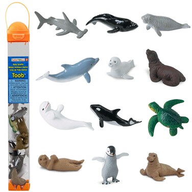 Safari Ltd Baby Sea Life TOOB  Figurines Harp Seal Beluga Penguin Dolphin Orca Shark Manatee Turtle Walrus Sea Lion Otter  Educational Toy Figures For Boys Girls  Kids Ages 3