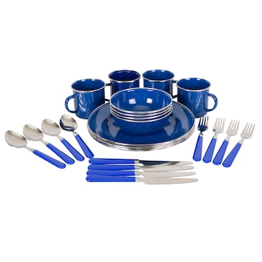 Stansport Deluxe 24Piece Enamel Tableware Set  Blue 11220