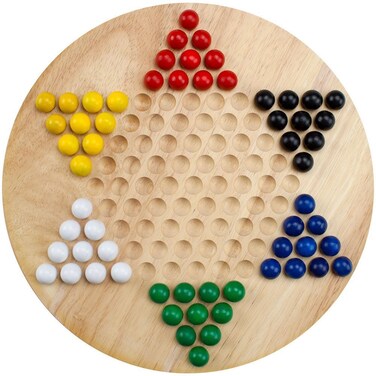 Brybelly Chinese Checkers Game Set with 115 in Natural Wood Checkers Board  60 Wood Marbles in 6 Bright Colors for Adults Boys and Girls Game Playing