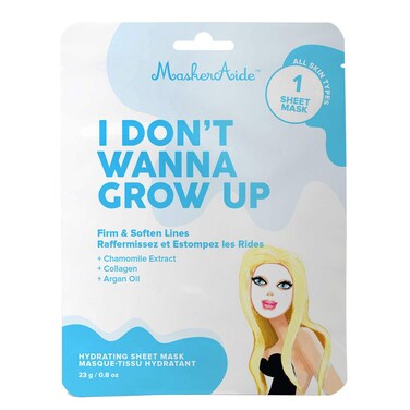 MaskerAide I Dont Wanna Grow Up Firming Face Mask with Hydrolyzed Collagen Hydrolyzed Elastin Natural YlangYlang Oil  Vitamin E Firm  Soften Lines Cruelty Free Korean Skincare 1 Pack