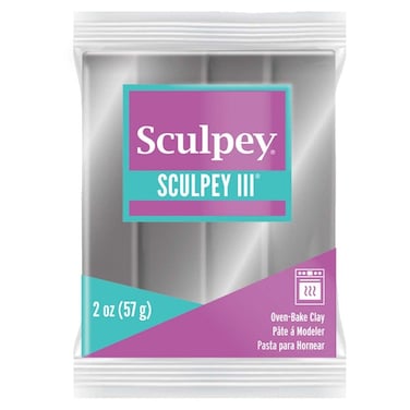 Sculpey III Polymer OvenBake Clay Silver Non Toxic 2 oz bar