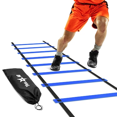 Yes4All Speed Agility Ladder Training Equipment with Carry Bag  8 Rungs Blue