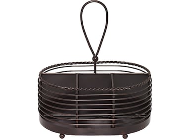 Gourmet Basics by Mikasa Rope Metal Tabletop Flatware and Napkin Picnic Caddy 10 Antique Black