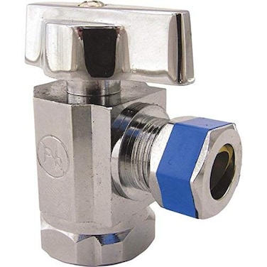 LASCO 069201 Angle Stop Quarter Turn Ball Valves 12Inch Steel Pipe Inlet X 38Inch Compression Outlet Chrome