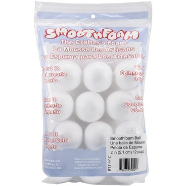 Smoothfoam 12Pack Balls Crafts Foam for Modeling 2Inch White