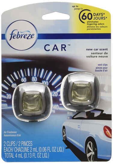 Febreze Car Air Fresheners New Car Scent Odor Eliminator for Strong Odors Car Vent Clips 2 Count