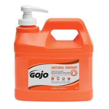 GOJO NATURAL ORANGE Pumice Hand Cleaner 12 Gallon Quick Acting Lotion Hand Cleaner with Pumice Pump Bottle Pack of 1 095804
