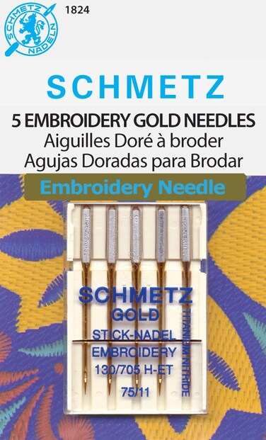 Schmetz Gold Titanium Embroidery Machine Needle Size 1175 5ct