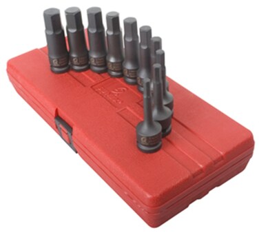 SUNEX TOOLS 2639 12Inch Drive Metric Impact Hex Driver Set 10Piece