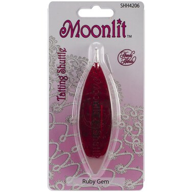 Handy Hands Moonlit Tatting Shuttle with Hook Ruby Red