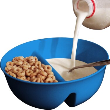 Just Crunch AntiSoggy Cereal Bowl  Keeps Cereal Fresh  Crunchy  BPA Free  Microwave Safe  Ice Cream  Topping Yogurt  Berries Fries  Ketchup and More  Blue