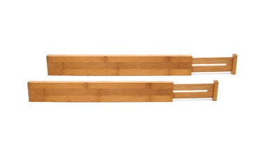 Lipper International 8896 Bamboo Wood Custom Fit Adjustable Kitchen Drawer Dividers Set of 2