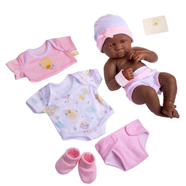 8 piece Layette Baby Doll Gift Set  JC Toys  La Newborn Nursery  14 LifeLike African American Newborn Doll w Accessories  Pink  Ages 2