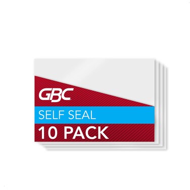 GBC Laminating Sheets Self Adhesive Pouches Horizontal ID Badge 8 Mil SelfSeal 10 Pack 3745686