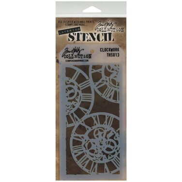 Stampers Anonymous Tim Holtz Layered Stencil 4125 by 85Inch Clockwork
