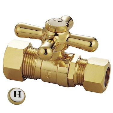 Kingston Brass CC44452X Vintage 58Inch IPS X 12Inch OD Comp QuarterTurn Straight Stop Valve 218Inch Polished Brass