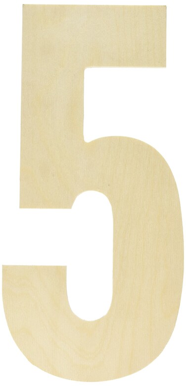 MPI Baltic Birch Collegiate Font Letters and Numbers 135Inch Number5