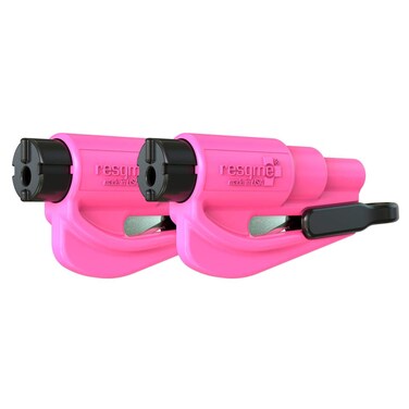 resqme Pack of 2The Original Emergency Keychain Car Escape Tool 2in1 Seatbelt Cutter and Window Breaker Made in USA Pink  Compact safety hammer