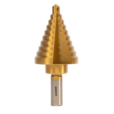 NEIKO 10194A Titanium Step Drill Bit HighSpeed AlloySteel Bit Hole Expander for Wood and Metal 10 Step Sizes from 14 Inch to 1 38 Inches