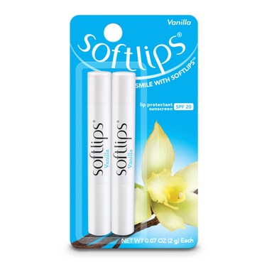 Softlips Daily Lip Moisturizer For Very Dry Lips Vanilla Flavored Lip Balm SPF 20 Hydrates Soothes  Prevents Dry Chapped Lips Smooth Glide Formula Dermatologist Tested Pack of 2 Chap Sticks