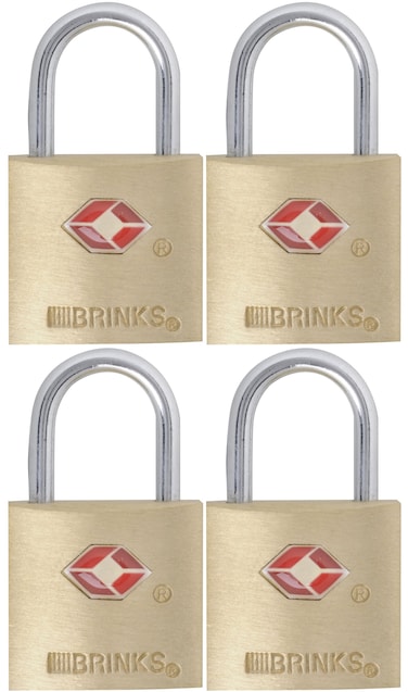Brinks 16120471 TSA Approved 22mm Luggage Lock Solid Brass 4Pack