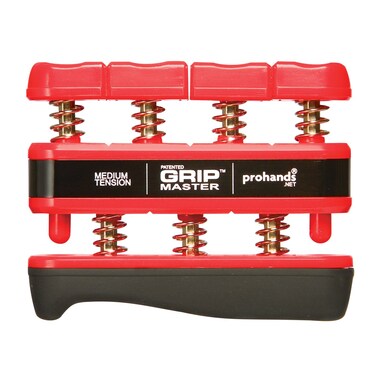 Prohands Gripmaster Hand Exerciser Finger Exerciser Hand Grip Strengthener SpringLoaded FingerPiston System Isolate and Exercise Each Finger 7 lb Medium Tension RedGripmaster