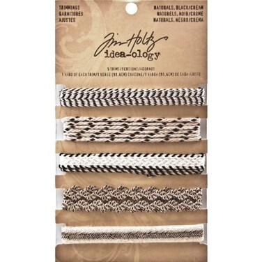 Trimmings by Tim Holtz Ideaology 5Yards 1 Yard Each Naturals Black and Cream TH93105