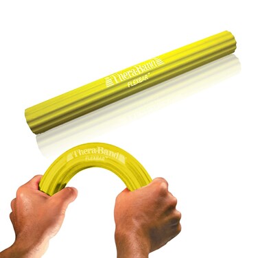 THERABAND FlexBar Tennis Elbow Therapy Bar Relieve Tendonitis Pain  Improve Grip Strength Resistance Bar for Golfers Elbow  Tendinitis Yellow Extra Light Beginner