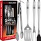 Heavy Duty Grilling Accessories  Stainless Steel Grill Tools Set BBQ Accessories for Outdoor Grill with Spatula Fork Brush  Tongs  Grilling Gifts for Men