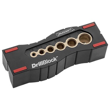 Milescraft 1312 Drill Block  Handheld Drill Guide Drilling Jig for 6 of the Most Common Drill Bit Sizes