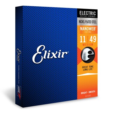 Elixir Strings Electric Guitar Strings Nickel Plated Steel with NANOWEB Coating LongestLasting Bright Tone with Comfortable Feel 6 String Set Medium 1149