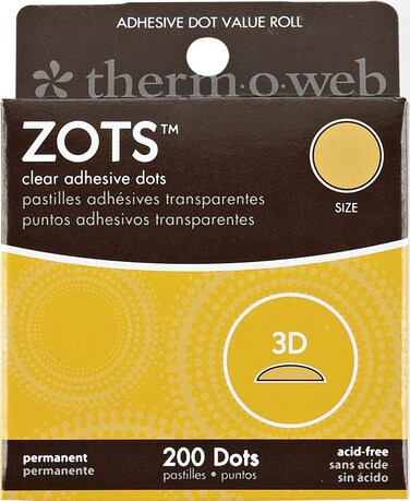 THERMOWEB Zots Clear Adhesive Dots 3D 12 Diameter x 18 Thick 3D 200 Count