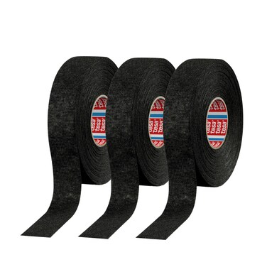 tesa 51608 Noise Damping PET Fleece Automotive Wire Harness Tape Black 19mm x 25m 3 Rolls
