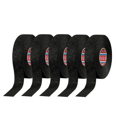 tesa Black Fuzzy Fleece Interior Wire Loom Harness Tape 51608 for VW Audi 19mm x 15m 5 Rolls Per Pack