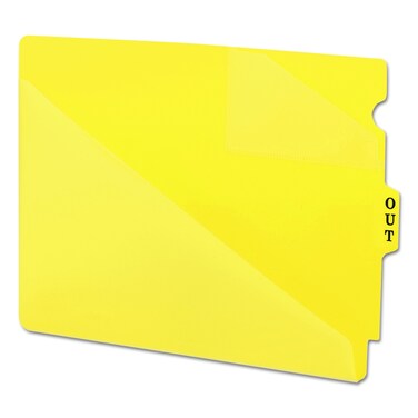 Smead End Tab Poly Out Guide TwoPocket Style Center Position Tab Extra Wide Letter Size Yellow 50 per Box 61966