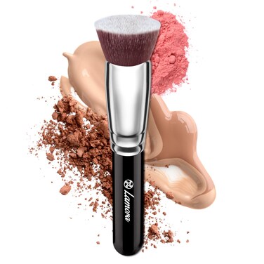 LAMORA Foundation Brush for Liquid Makeup  Kabuki Face Brush for Cream Powder Blush and Concealer  Flat Top Blending Buffing Stippling Brush