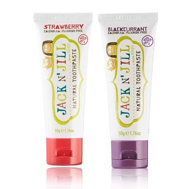 Jack N Jill Natural Toddler Toothpaste for Baby Kids and Infants 6 Months  Up Fluoride Free Training Toothpaste for Toddlers 13 40 Xylitol BPA Free Blackcurrant  Strawberry 176 oz 2 Pack