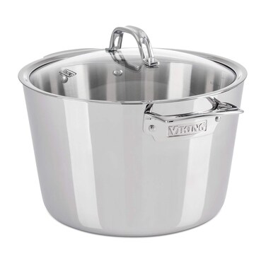 Viking Culinary 3Ply Stainless Steel Stock Pot 8 Quart Includes Glass Lid Dishwasher Oven Safe Works on All Cooktops including Induction