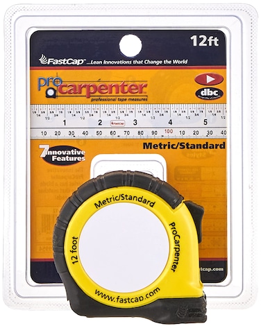 FastCap ProCarpenter MetricStandard Measuring Tape  Ideal for Professionals and Home Improvement  with Lever Action Belt Clip and Dual Locking System  12  99954