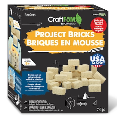 FloraCraft CraftFM 285 Piece Project Bricks 06 Inch x 06 Inch x 14 Inch Tan