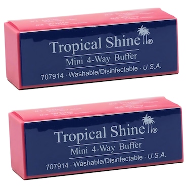 Tropical Shine Mini 4 Way Buffer Block  Professional Nail Buffering Block for Shaping Smoothing and Polishing Nails  Compact and Portable Nail Care Accessory 2 Pack