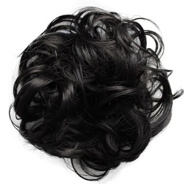 CAISHA Messy Scrunchie Bun Voluminous Wavy Hairpiece Heatresistant Synthetic Fibres BlackBrown G41A