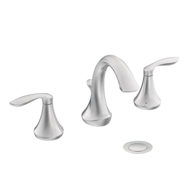 Moen Eva Chrome Transitional TwoHandle HighArc Widespread Bathroom Faucet with Drain Assembly Valve Required T6420