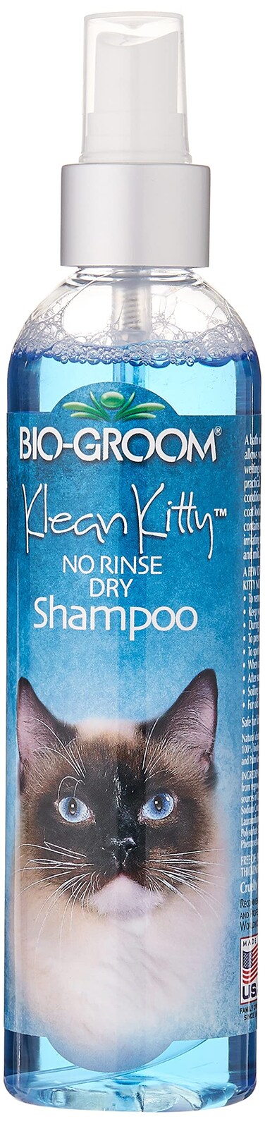 BioGroom Klean Kitty Waterless Cat Shampoo  NoRinse Cat Bathing Supplies Kitten Wash Cat  Dog Grooming Supplies CrueltyFree Made in USA Dry Shampoo Spray Cat Products  8 fl oz 1Pack