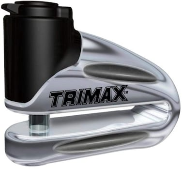 Trimax T665LC Hardened Metal Disc Lock  Chrome 10mm Pin Long Throat with Pouch  Reminder Cable