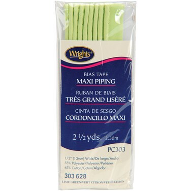 Wrights Products 117303628 Maxi Piping Bias Tape 212 yd Lime Green